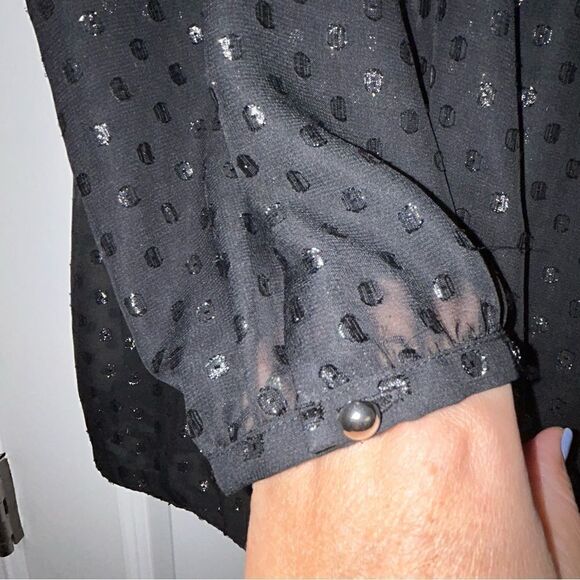 New, Lane Bryant Swiss Dot Balloon Hemline Faux Wrap Sheer Blouse Top - Picture 2 of 6